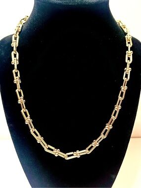 Classic 14k Gold Plated Horsebit Link Necklace